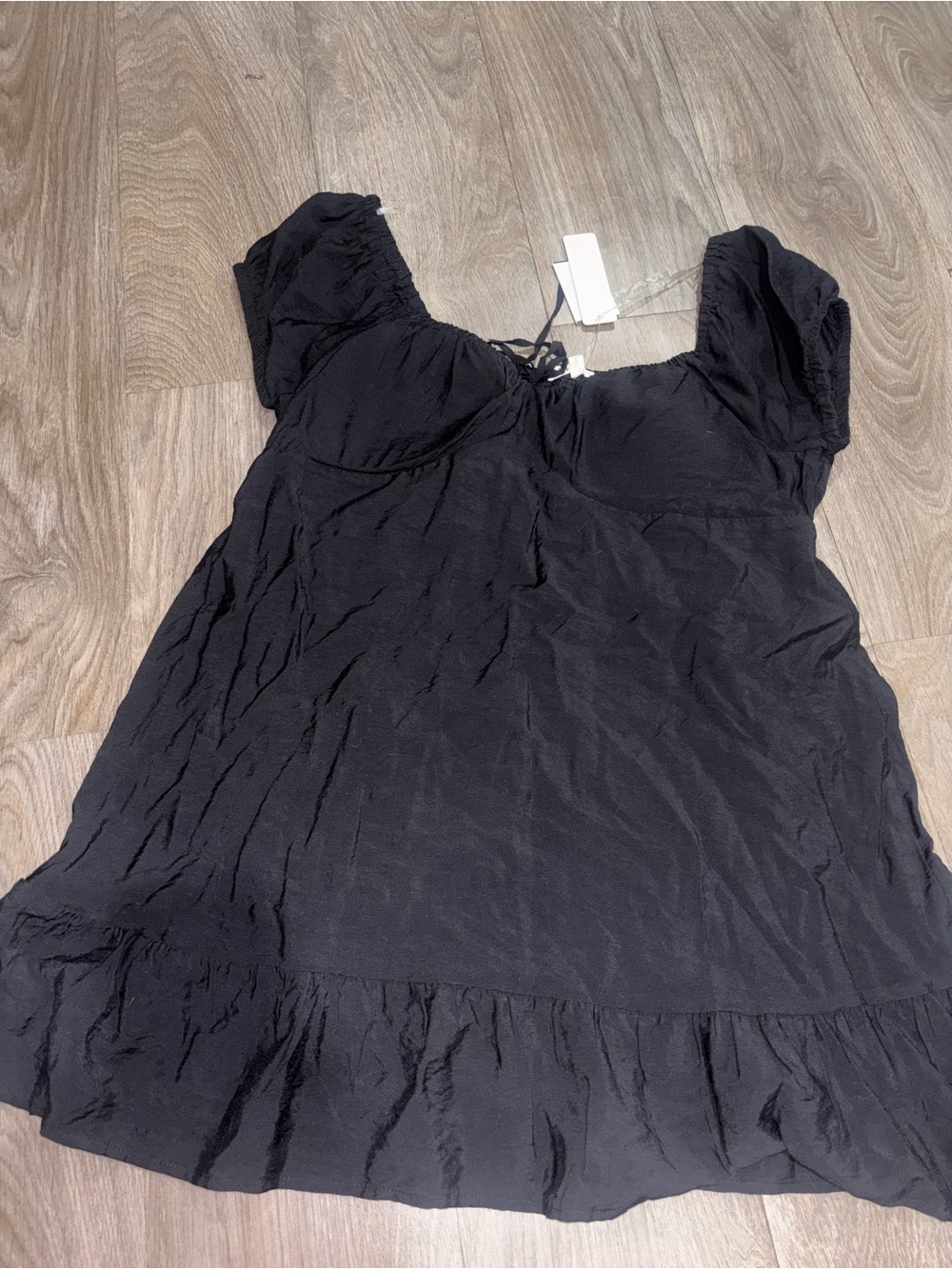 Lily Rose Black Ruffled Puff Sleeve Top